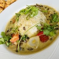 Vegan Thai green curry (TCveganchefchallenge dish) very tasty!  at Duke's on 7 in Minnetonka