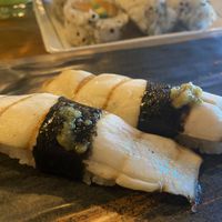 Seared king mushroom with that yummy green pepper paste!  at MA-KIN in Agoura Hills