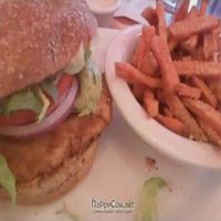 Santa Fe Crispy Chicken with sweet potato fries at Veggie Grill by Next Level in Santa Monica