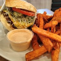 Ultimate veggie burger at Veggie Grill by Next Level in Santa Monica