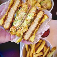 Louisiana hot chicken sandwich .wow!   at Veggie Grill by Next Level in Santa Monica