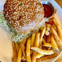 Ultimate Veggie Burger & Crispy Fries at Veggie Grill by Next Level in Santa Monica