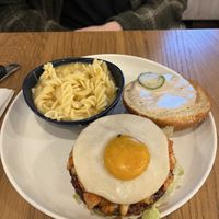 Sunrise Kimchi Burger and vegan Mac’n’Cheese   at Veggie Grill by Next Level in Santa Monica