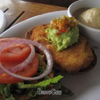 Santa Fe Crispy Chickin' with side of cauliflower mashed potatoes with gravy. at Veggie Grill by Next Level in Santa Monica