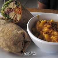 Thai Chickin' Wrap with side of mac and cheese. at Veggie Grill by Next Level in Santa Monica