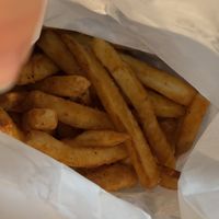 The seasoned fries come with the sandwiches.  at Fresca on Addison in Richmond