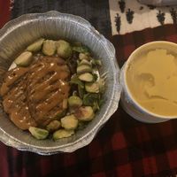 Seitan steak with Brussels and butternut squash soup at Fresca on Addison in Richmond