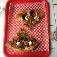 Pizza Greek (bottom) and Pizza Tuna (top) at Pizzi*s & Cream in Vienna