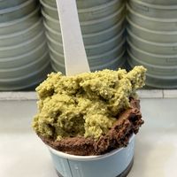 Pistachio and chocolate with whole hazelnuts  at RivaReno Gelato in St Julians