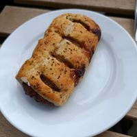 Vegan sausage roll at Mocha Beans in Westport