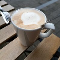 Oat milk latte at Mocha Beans in Westport