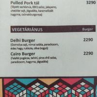 Menu at Pántlika in Budapest