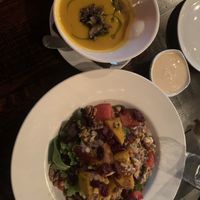 Butternut squash soup and the farro salad! at The Grateful Crow in Chelsea