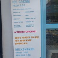 Vegan menu at Sprinkles in Whitby