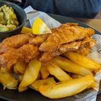 Vegan banana blossom fish and chips at The Bay Horse Inn in Nelson