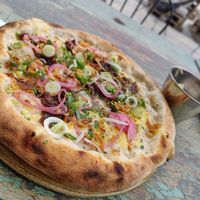 Sourcream and onion vegan piza at Godhem Sour Café & Bar in Trollhattan