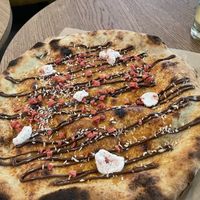 Desert pizza with hazelnut choco (so-so)  at Godhem Sour Café & Bar in Trollhattan