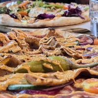 Vegan kebab pizza with no sallad on top at Godhem Sour Café & Bar in Trollhattan