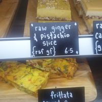 Raw ginger and pistachio slice is superb at Bonobo Cafe in Christchurch