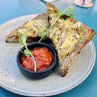 Mushroom cheese toastie  at Bonobo Cafe in Christchurch
