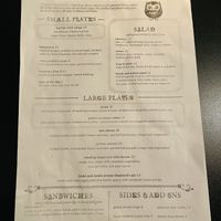 Menu as of 10-17  at The Owl House in Rochester