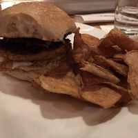 Chickpea burger with house made chips at The Owl House in Rochester