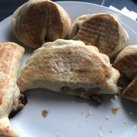 Vegan empanadas!!!! Chickpeas cheez, onion, carrot. And soy-veggie yum!   at Isla Vegana in Ushuaia