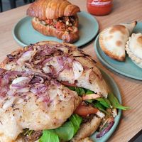 Focaccia with Tofu, Croissant with Tofu 😍 at Isla Vegana in Ushuaia
