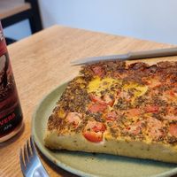 The tomato and herb quiche made with chickpea flour. at Isla Vegana in Ushuaia