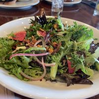 Backwood Greens salad, without the bacon and goat cheese to make it vegan.
The walnuts were my favourite part as they were roasted and crispy. The maple vinaigrette was delicious.  at Coastal Cookery in Powell River