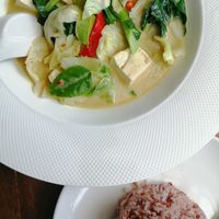 Vegan Green Curry with tofu. 28 April 2023. 140thb. at Spa Cafe in Koh Chang