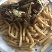 Mixed kebab and (3/4 of a) large fries  at Veggie Hut in Sutton Coldfield