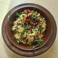 Hummus with pomegranate. at Kumi Oslobukta in Oslo