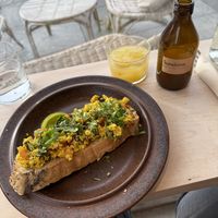 Yummy tofu scramble on toastt  at Kumi Oslobukta in Oslo