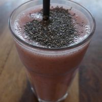 Strawberry, banana, chia smoothie at Veda House - Sofia in Sofia
