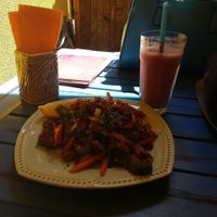 Saitan with quinoa and veggies. Smoothie. at Veda House - Sofia in Sofia