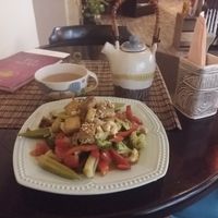 Tofu and veggies. Ayurvedic tea. at Veda House - Sofia in Sofia