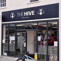 The outside of the shop at Cuffed-In-Coffee in Holyhead