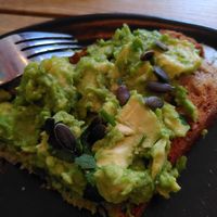 Avocado on wholemeal sourdough toast at Rawcous Kitchen in Leatherhead