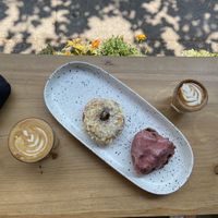 Pina colada and rhubarb fritter  at Fox & Oak in Squamish