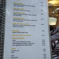 Menu at Magic Park in Arambol