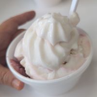 White chocolate (raspberry underneath) at Rick's Gourmet Ice Cream in Keene