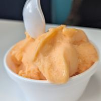 Mango sorbet at Rick's Gourmet Ice Cream in Keene