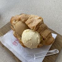 Croissant with passion fruit and caramel flavours   at Fabrika in Tirana