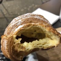 Delicious croissant, vegan, with very tasty, rich in flavor ice cream😄  at Fabrika in Tirana