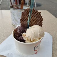 Dark chocolate with orange, apple with cinnamon, cookie :) at Fabrika in Tirana