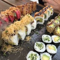 Sushi platter to share with Inuri  at Berger Streetfood in Frankfurt