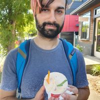 We tried the peach vegan gelato at Pinolo Gelato in Portland