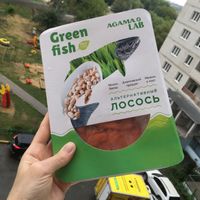 Vegan salmon GreenFish (Agama Lab) marinated in sweet and sour sauce. Ordered on Utkonos service. at Utkonos in Tula