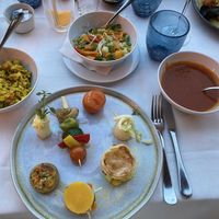 Main course with rice bowl and veggies at Vincent in Geel